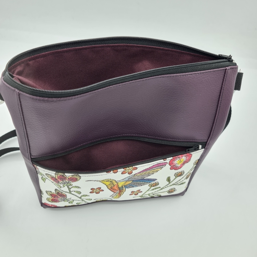 Gassitasche / Cross Bag / Hip Bag, Kolibris Aubergine